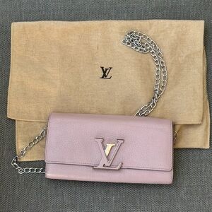 Louis Vuitton Blush Pink Clutch with Silver Chain